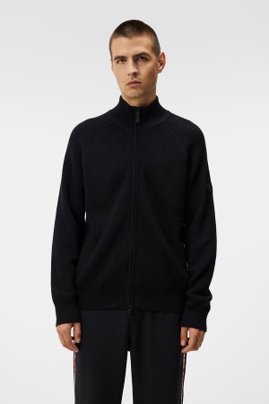 Black Jlindeberg Kyler Wool Blend Zip | SN-JL574895