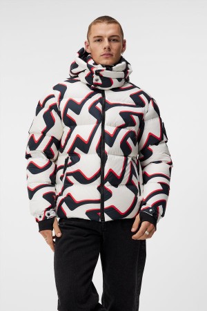 Bridge Wave White Jlindeberg Creek Print Down Jacket | SN-JL574717