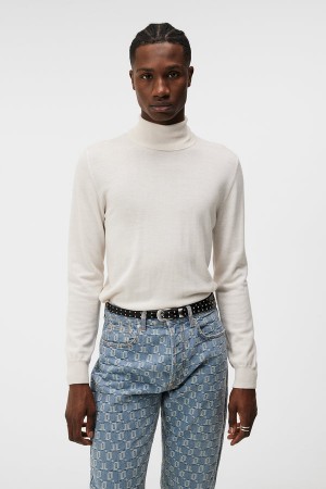 Cloud White Jlindeberg Lyd Merino Turtleneck Sweater | SN-JL574893