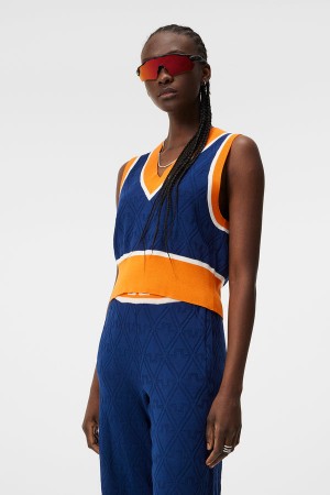 Estate Blue Jlindeberg Barbados Knitted Vest | SN-JL575349