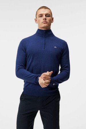 Estate Blue Jlindeberg Kian Zipped Sweater | SN-JL574640