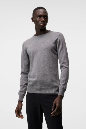 Grey Melange Jlindeberg Lyle Merino Crew Neck Sweater | SN-JL574908