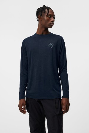 JL Navy Jlindeberg Shaun Wool Long Sleeve T-shirt | SN-JL574505