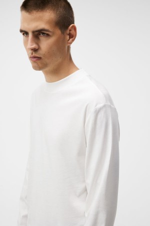 White Jlindeberg Ace Mock Neck Long Sleeve T-Shirt | SN-JL574842