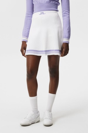 White Jlindeberg Frida Stripe Knitted Skirt | SN-JL575212