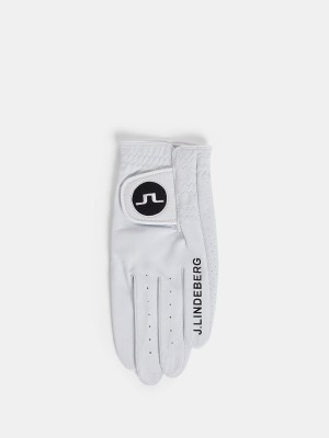 White Jlindeberg Ron Leather Golf Glove | SN-JL574749