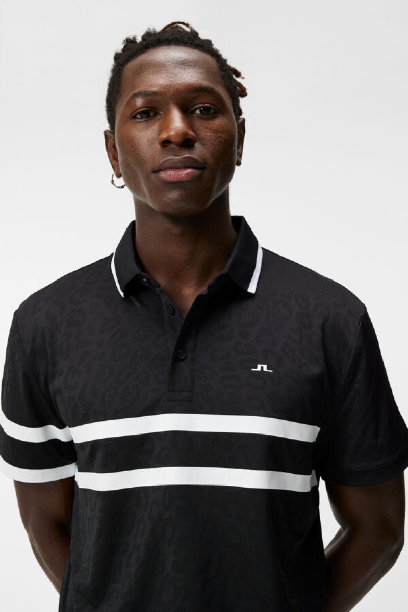 Black Jlindeberg Boswell Jacquard Polo | SN-JL574526