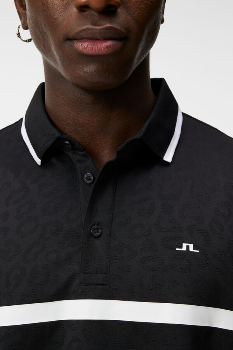 Black Jlindeberg Boswell Jacquard Polo | SN-JL574526