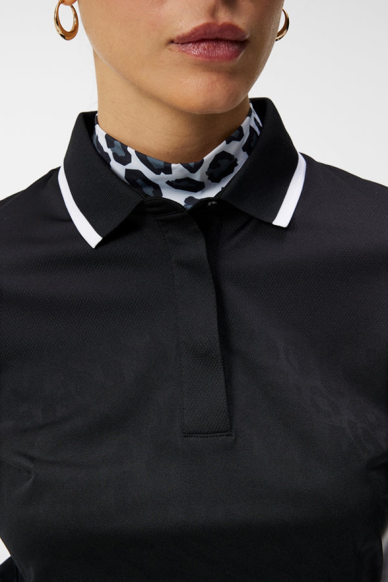 Black Jlindeberg Cecile Jacquard Polo | SN-JL575177