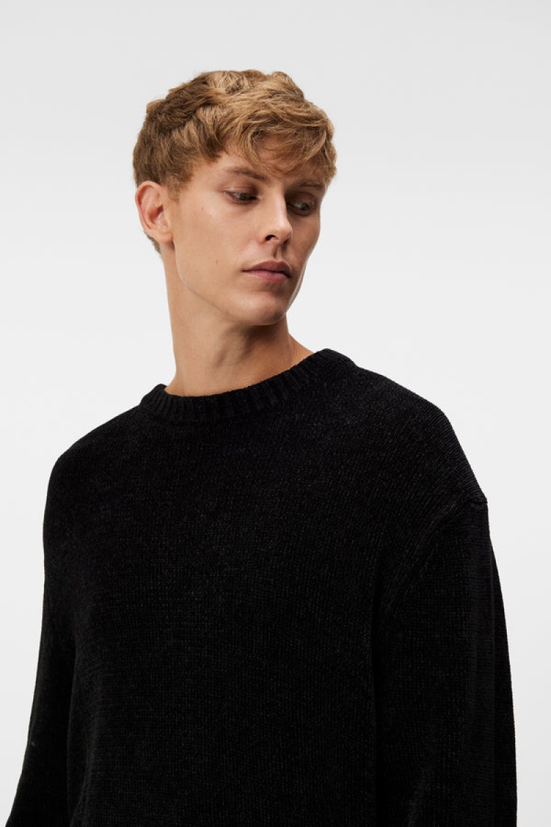 Black Jlindeberg Charles Chenille Sweater | SN-JL574920