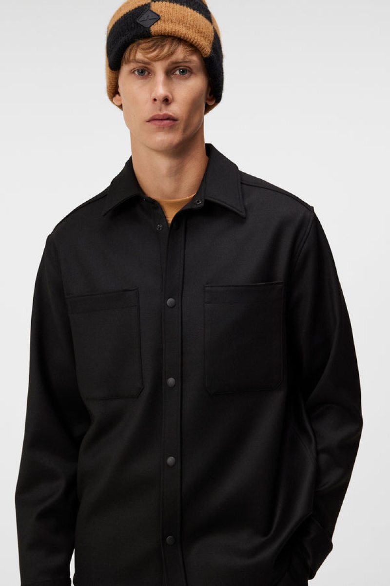 Black Jlindeberg Coen Double Face Overshirt | SN-JL574999