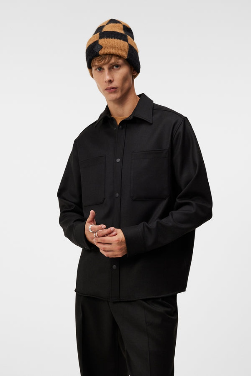 Black Jlindeberg Coen Double Face Overshirt | SN-JL574999