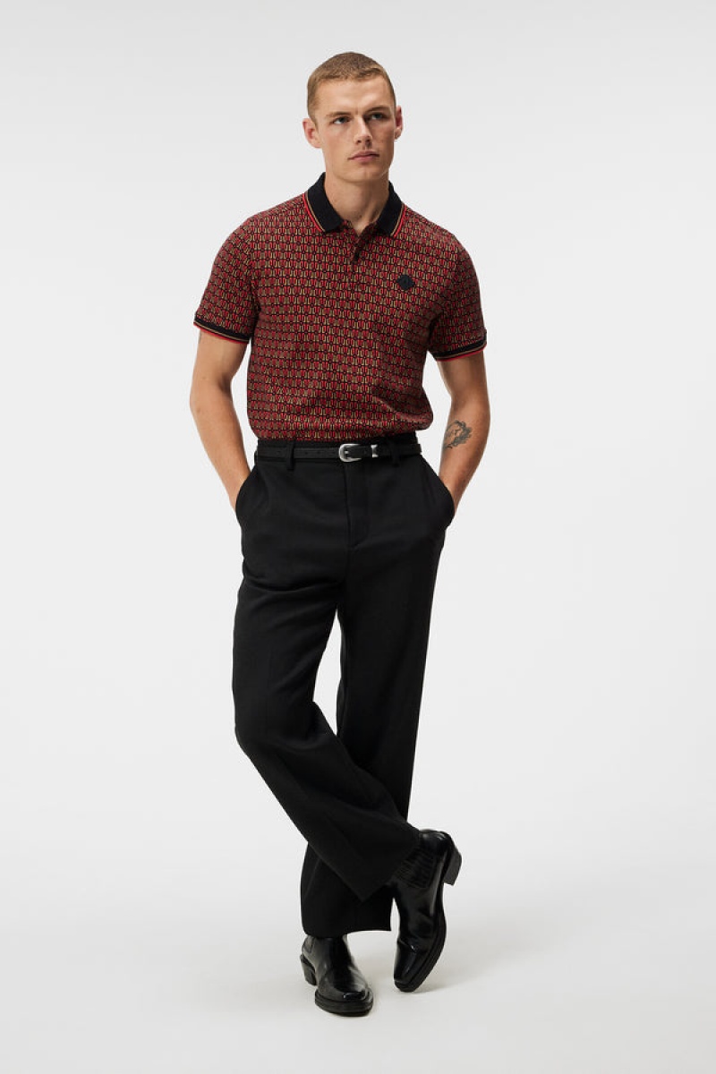 Black Jlindeberg Deklan Jacquard Polo | SN-JL574852