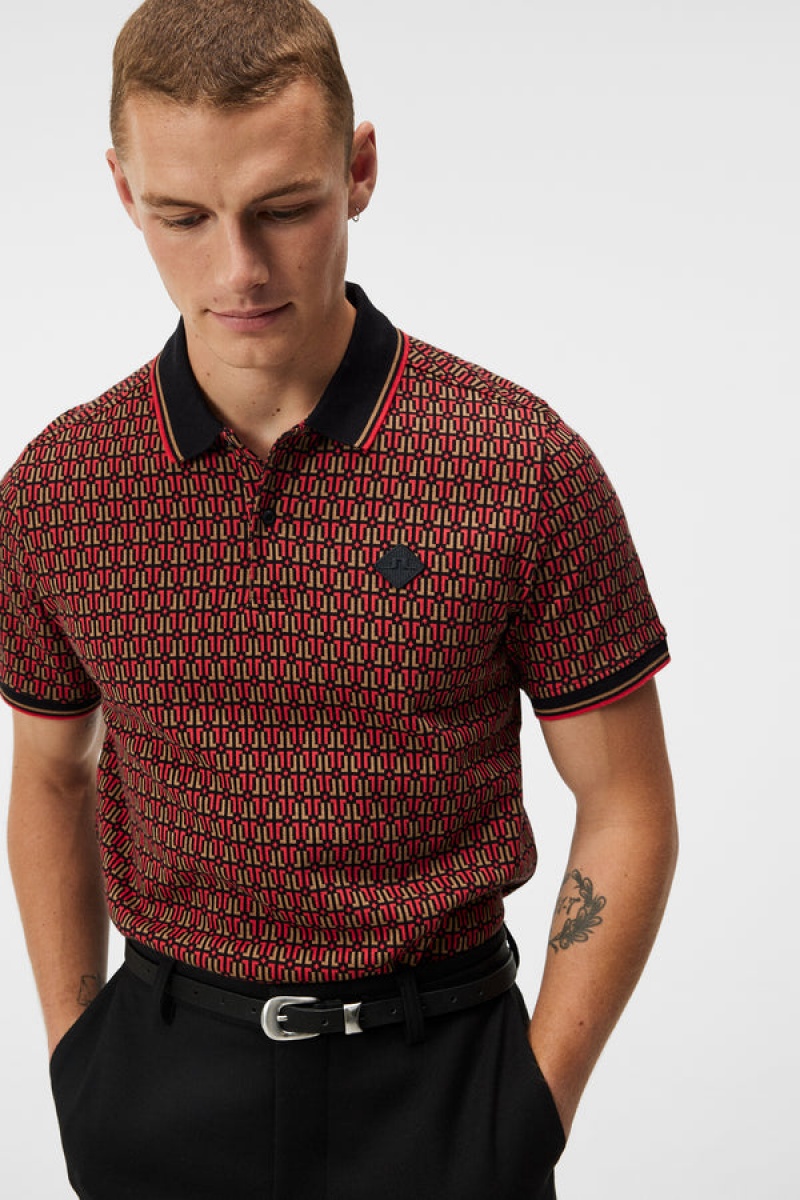 Black Jlindeberg Deklan Jacquard Polo | SN-JL574852