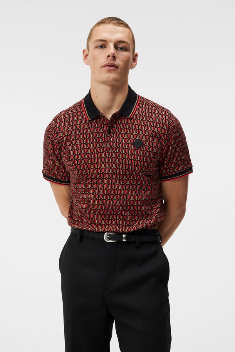 Black Jlindeberg Deklan Jacquard Polo | SN-JL574852