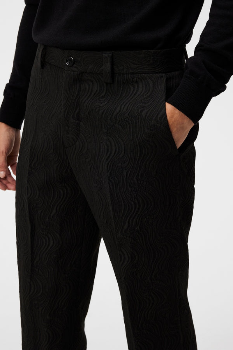 Black Jlindeberg Dropper Jacquard Swirl Pants | SN-JL575041