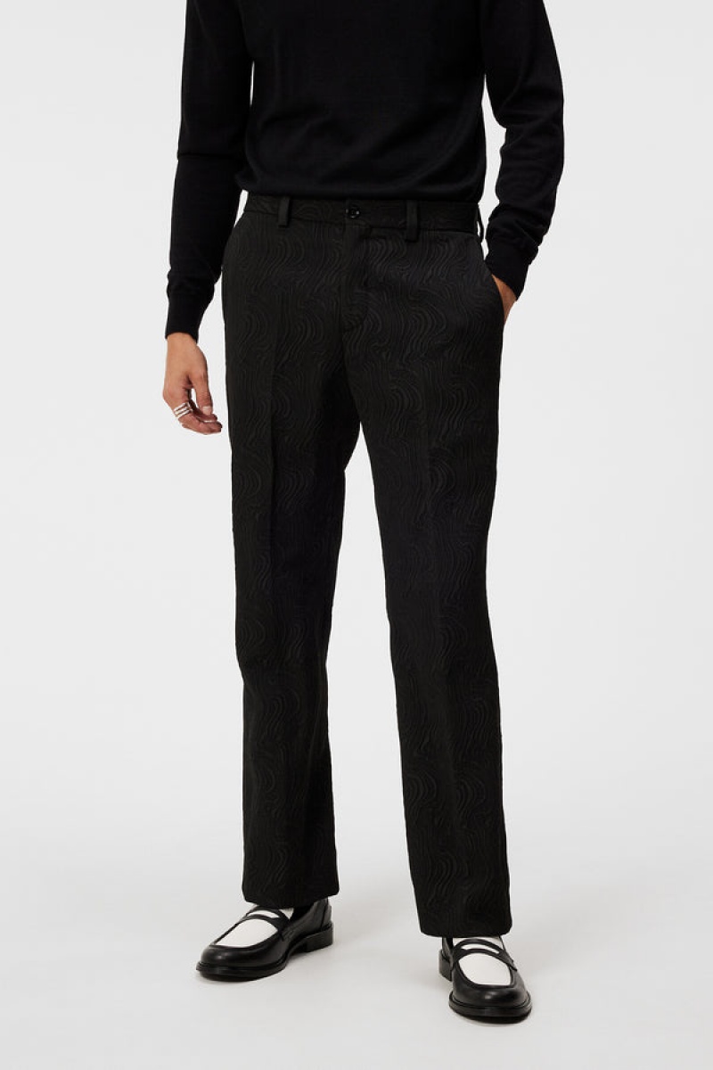 Black Jlindeberg Dropper Jacquard Swirl Pants | SN-JL575041