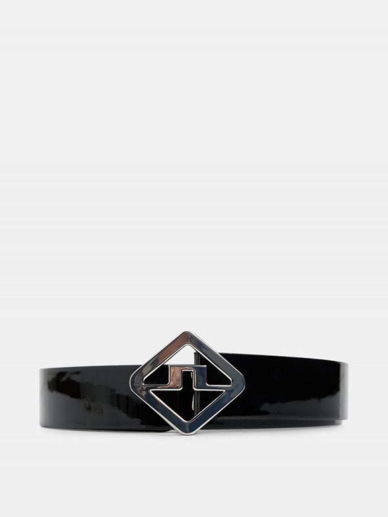 Black Jlindeberg Gary High Shine Leather Belt | SN-JL574737