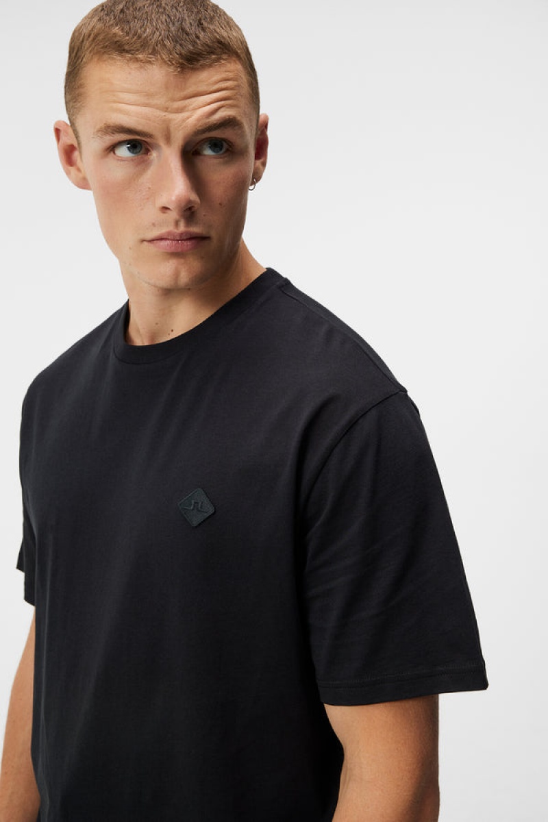 Black Jlindeberg Hale Logo Patch T-Shirt | SN-JL574845