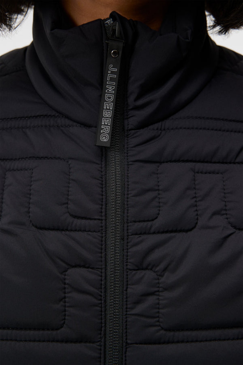 Black Jlindeberg Marble Quilted Jacket | SN-JL575384