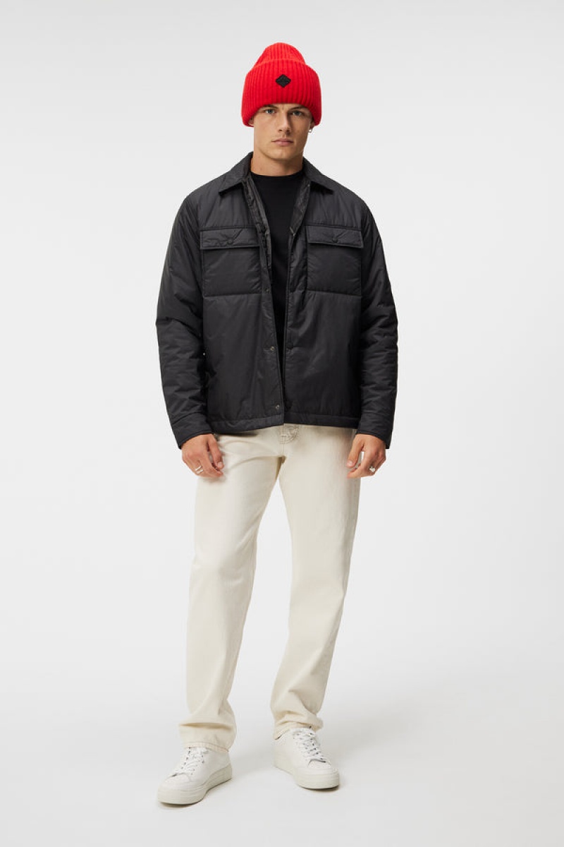 Black Jlindeberg Nile Padded Overshirt | SN-JL574991