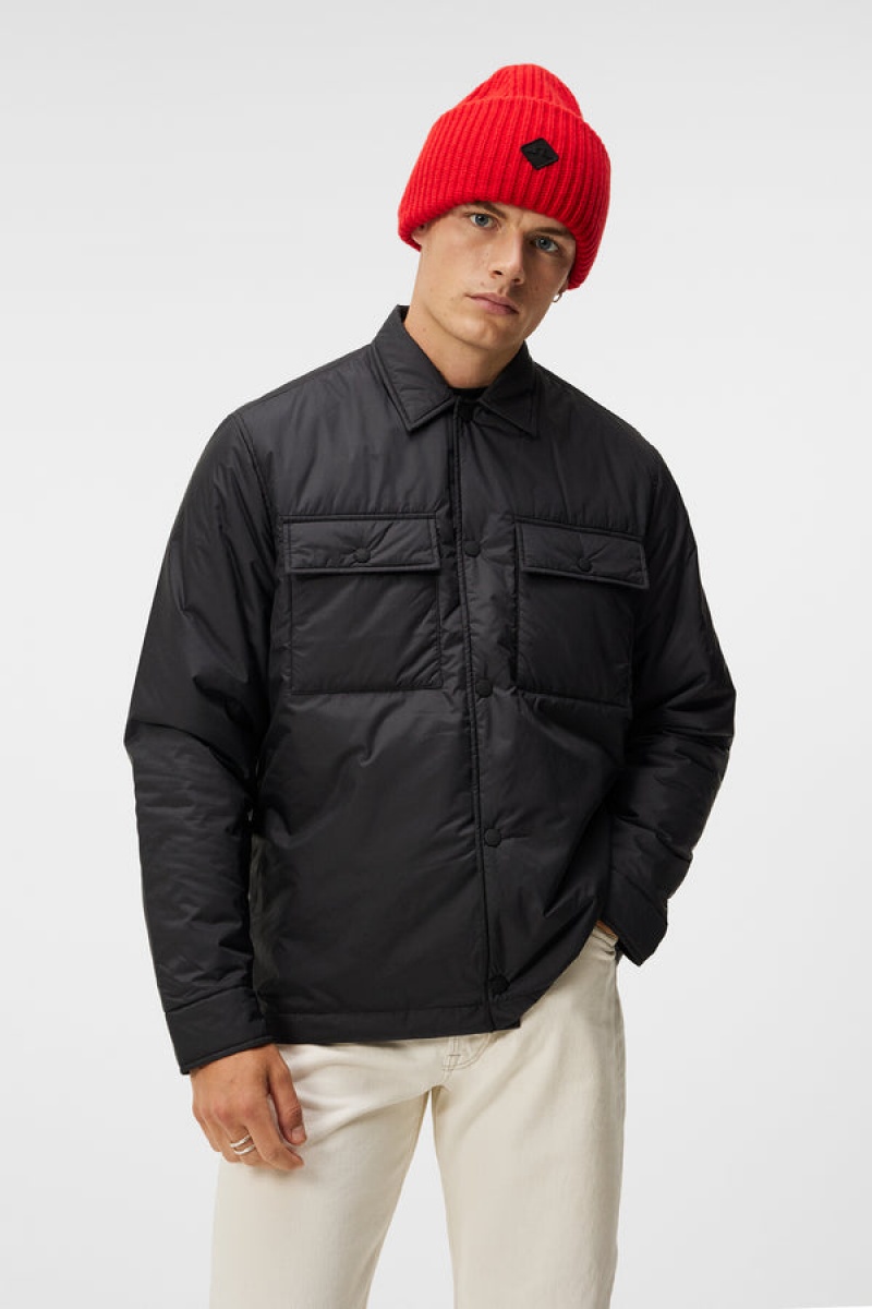 Black Jlindeberg Nile Padded Overshirt | SN-JL574991