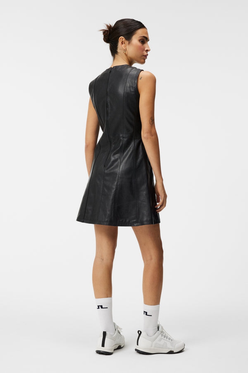 Black Jlindeberg Ruby Leather Dress | SN-JL575243