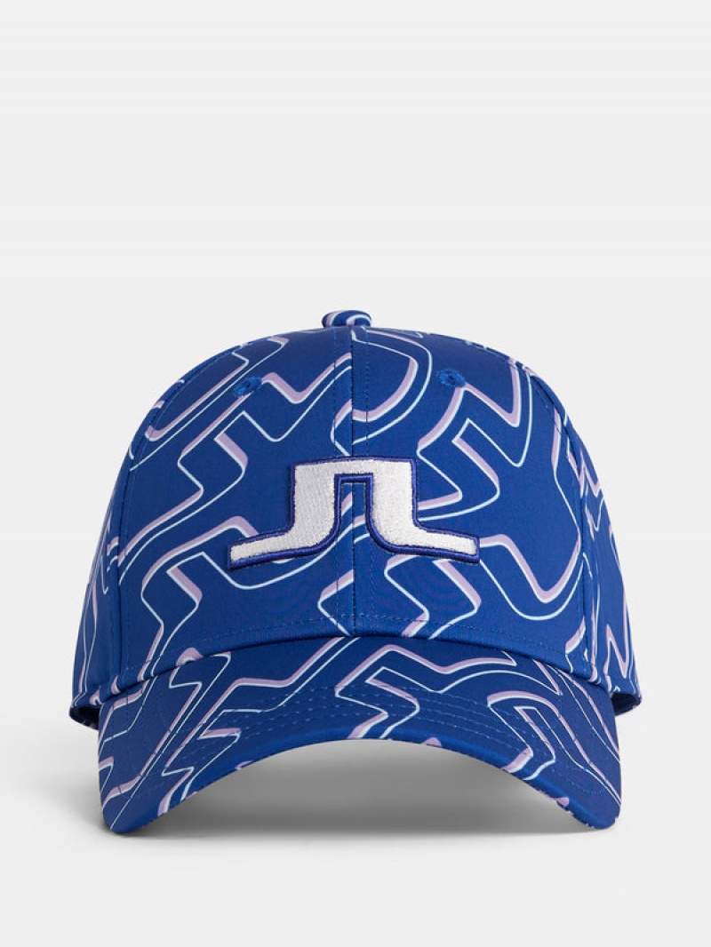 Bridge Spray Blue Jlindeberg Adriel Printed Cap | SN-JL574772