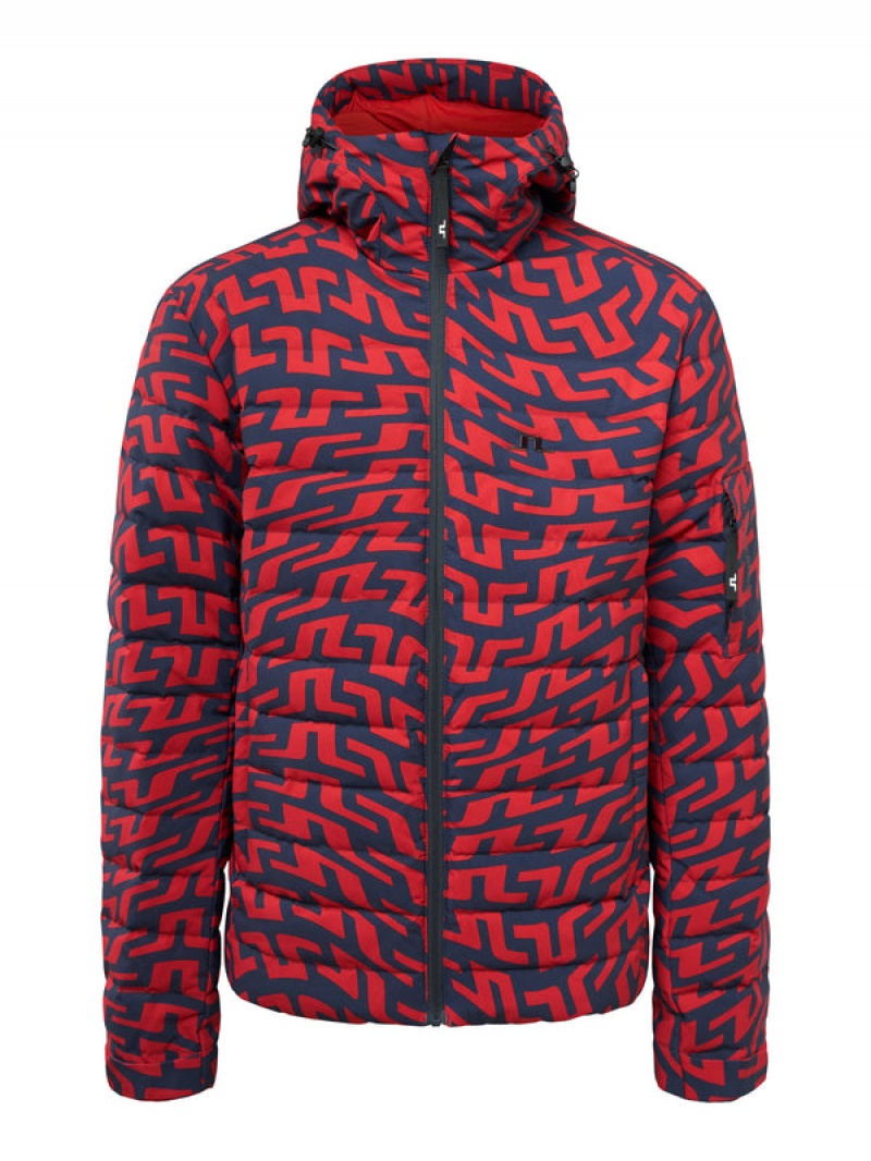 Bridge Swirl Red Jlindeberg Thermic Pro Print Down Jacket | SN-JL575069