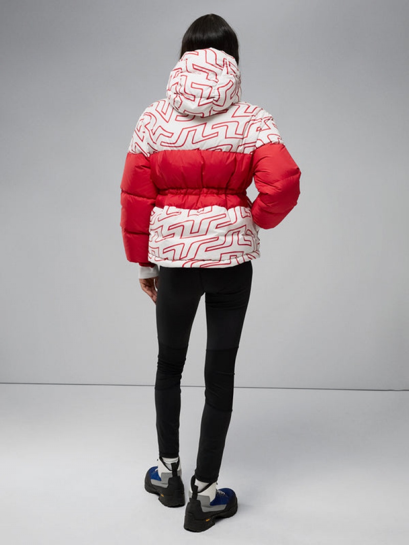 Bridge Swirl White Jlindeberg Block Print Down Jacket | SN-JL575435