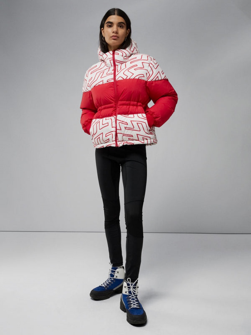 Bridge Swirl White Jlindeberg Block Print Down Jacket | SN-JL575435