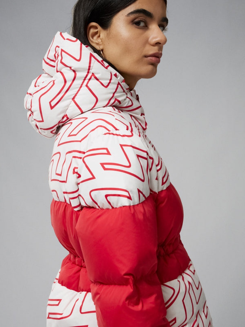 Bridge Swirl White Jlindeberg Block Print Down Jacket | SN-JL575435