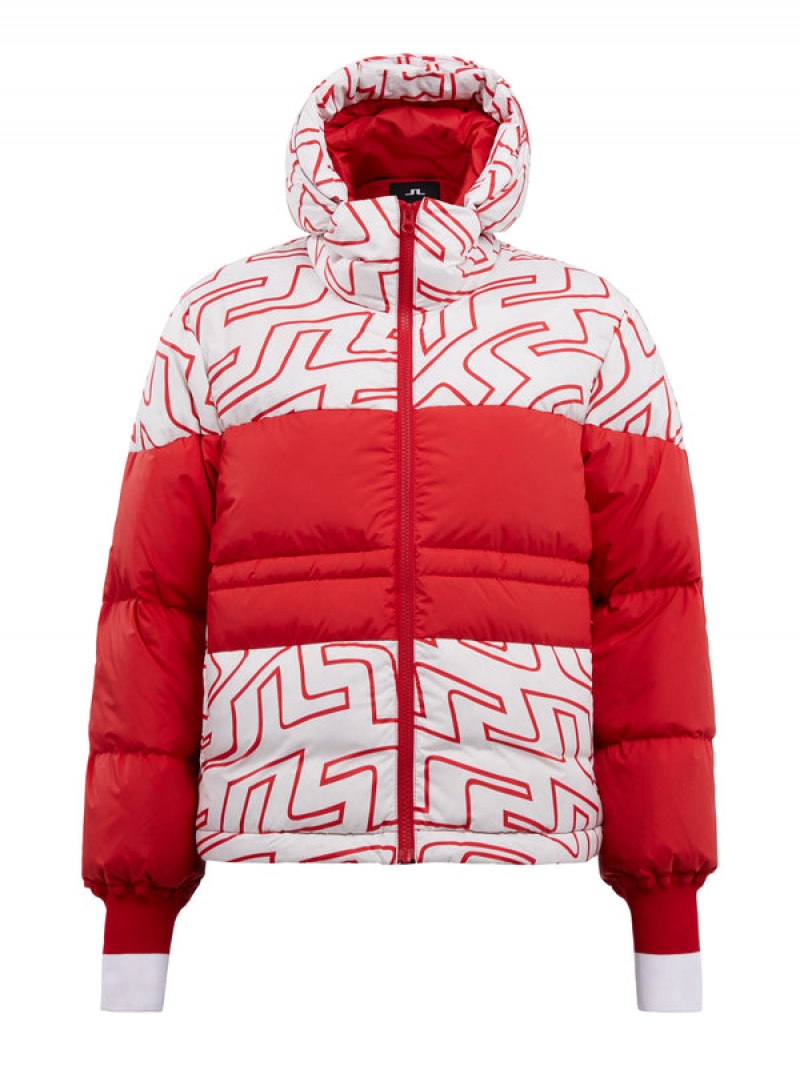 Bridge Swirl White Jlindeberg Block Print Down Jacket | SN-JL575435