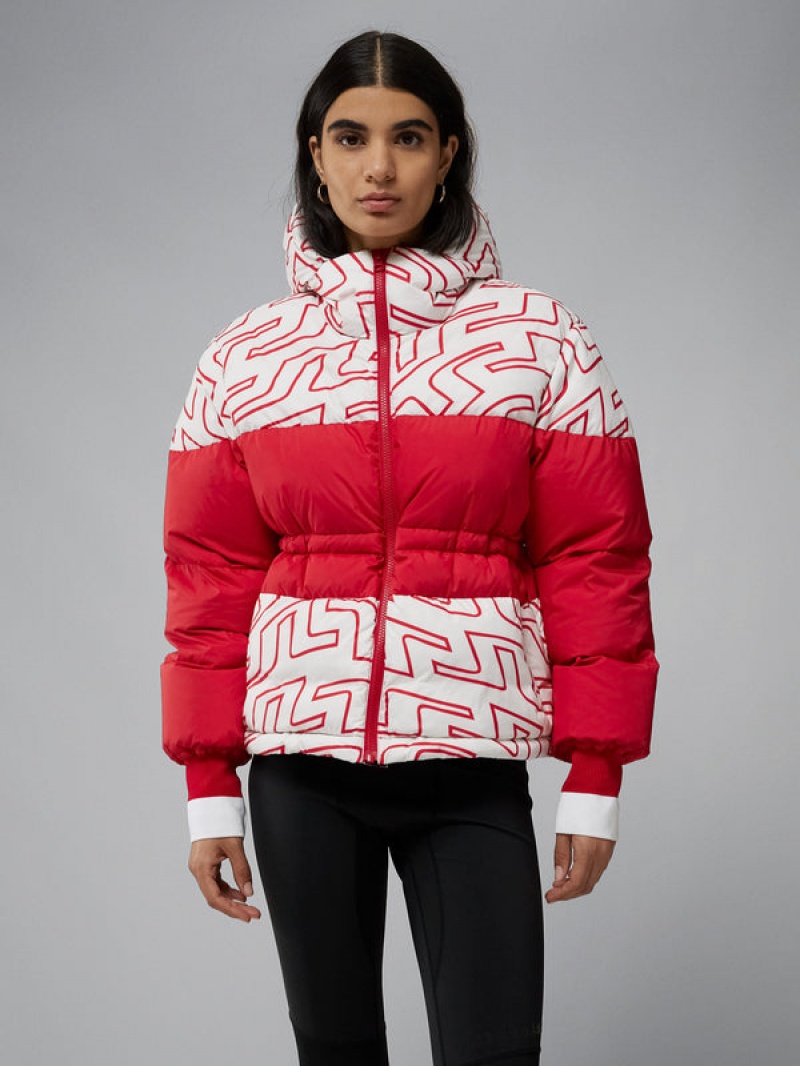 Bridge Swirl White Jlindeberg Block Print Down Jacket | SN-JL575435