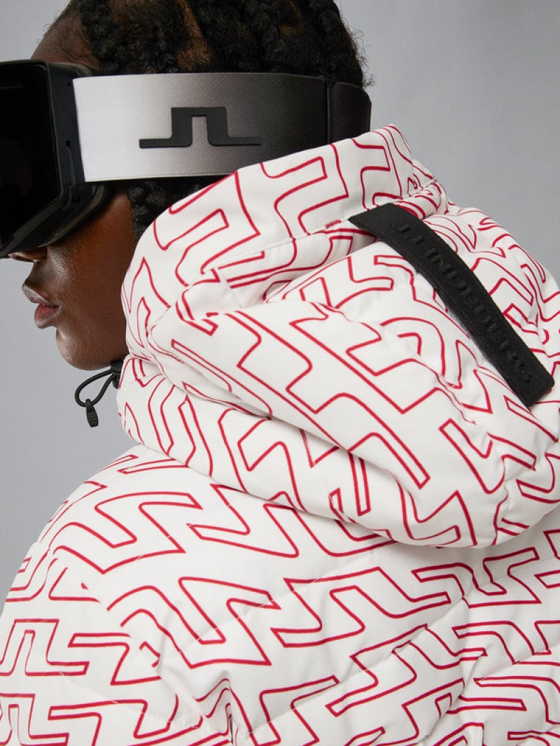 Bridge Swirl White Jlindeberg Thermic Pro Print Down Jacket | SN-JL575433