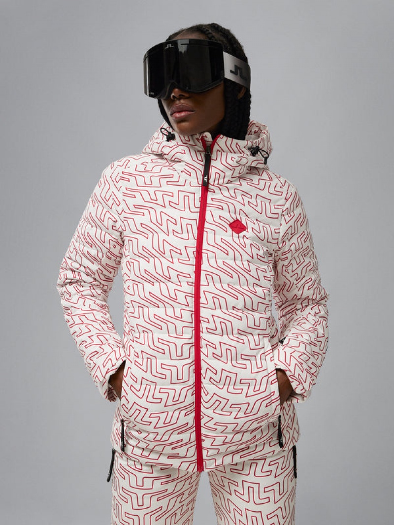 Bridge Swirl White Jlindeberg Thermic Pro Print Down Jacket | SN-JL575433