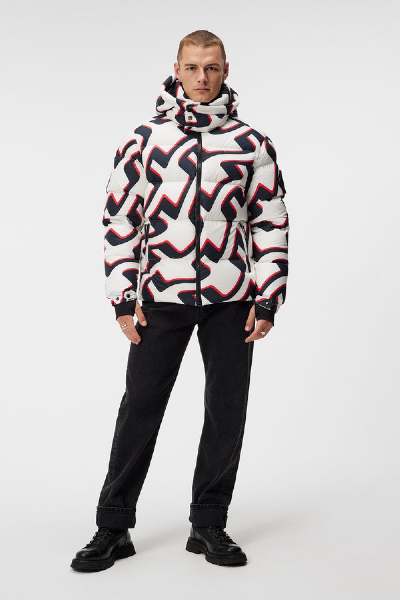 Bridge Wave White Jlindeberg Creek Print Down Jacket | SN-JL574717