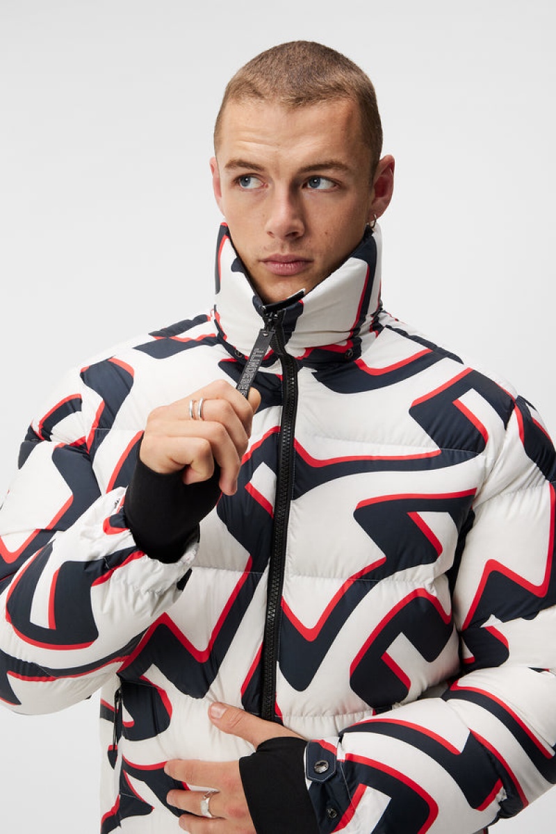 Bridge Wave White Jlindeberg Creek Print Down Jacket | SN-JL574717