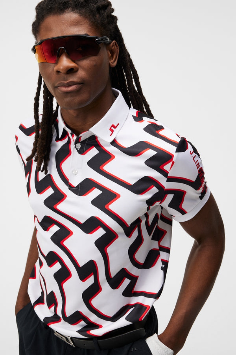 Bridge Wave White Jlindeberg Tour Tech Print Polo | SN-JL574496