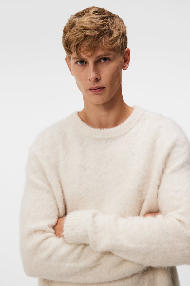 Cloud White Jlindeberg Harold Hairy Knit Sweater | SN-JL574919