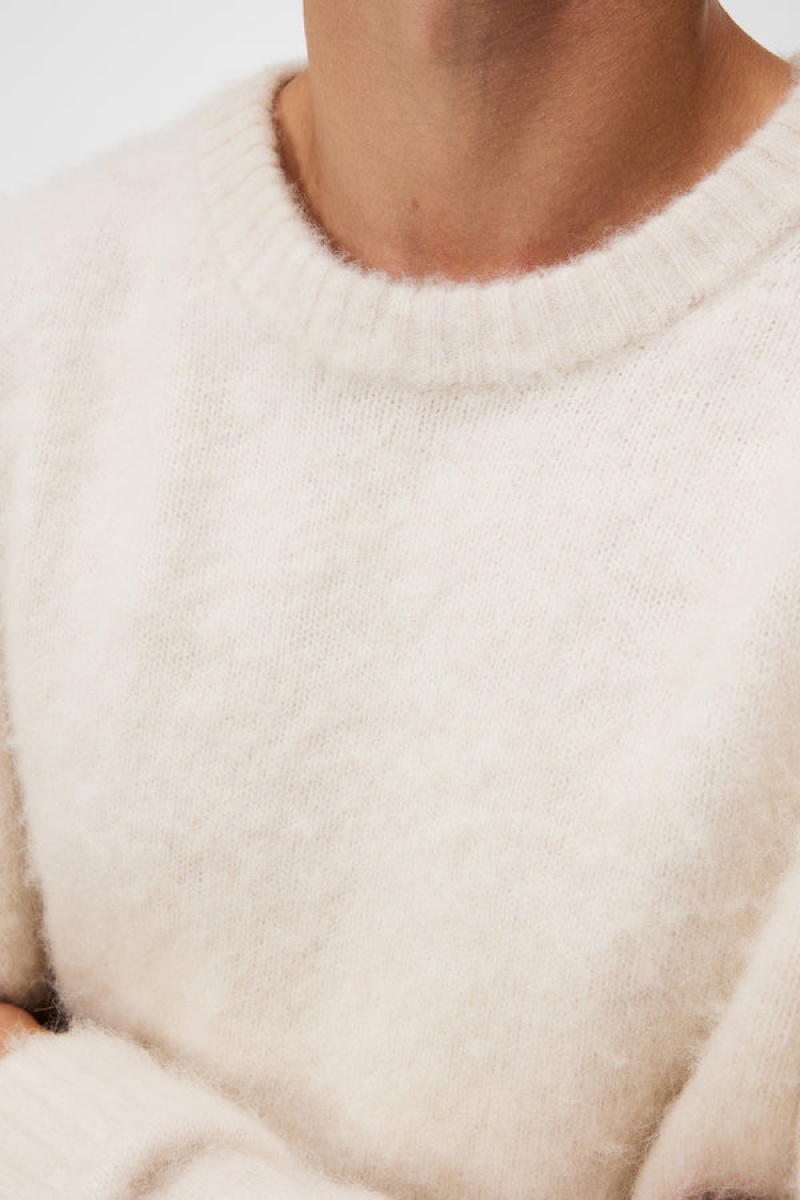 Cloud White Jlindeberg Harold Hairy Knit Sweater | SN-JL574919