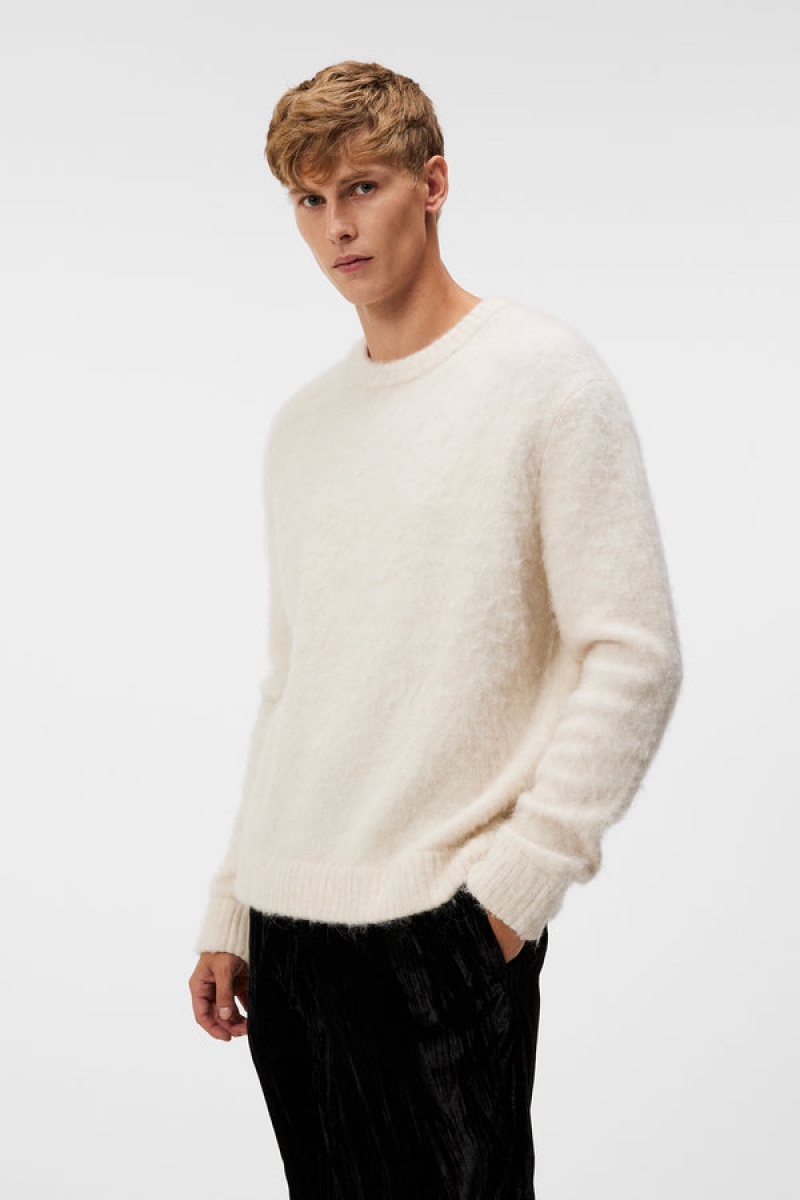 Cloud White Jlindeberg Harold Hairy Knit Sweater | SN-JL574919