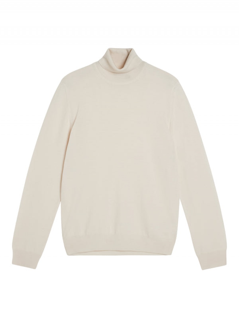 Cloud White Jlindeberg Lyd Merino Turtleneck Sweater | SN-JL574893