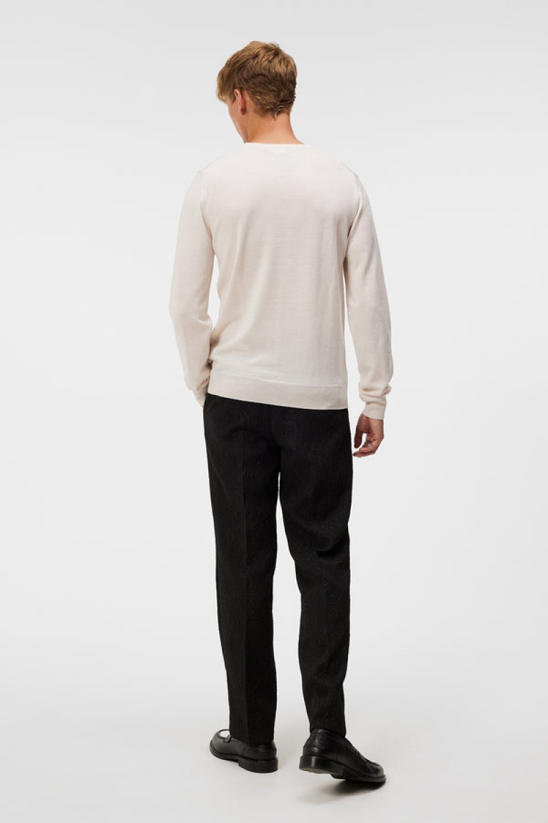 Cloud White Jlindeberg Lyle Merino Crew Neck Sweater | SN-JL574914