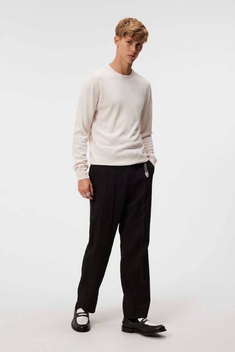 Cloud White Jlindeberg Lyle Merino Crew Neck Sweater | SN-JL574914