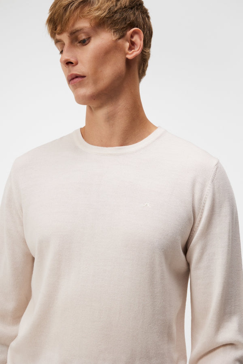 Cloud White Jlindeberg Lyle Merino Crew Neck Sweater | SN-JL574914