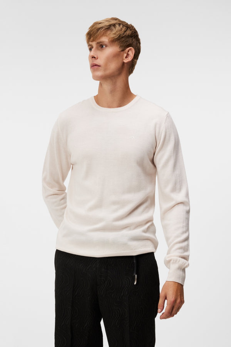 Cloud White Jlindeberg Lyle Merino Crew Neck Sweater | SN-JL574914