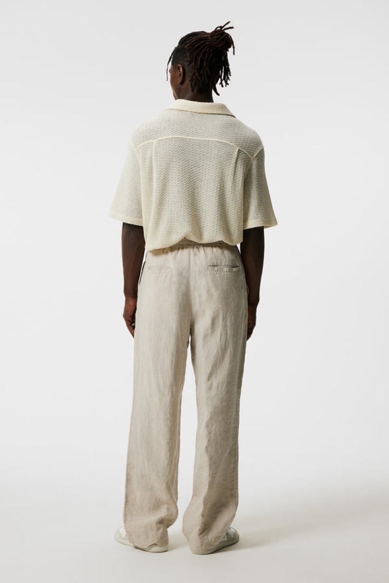 Cloud White Jlindeberg Noah Wide Linen Pants | SN-JL574953