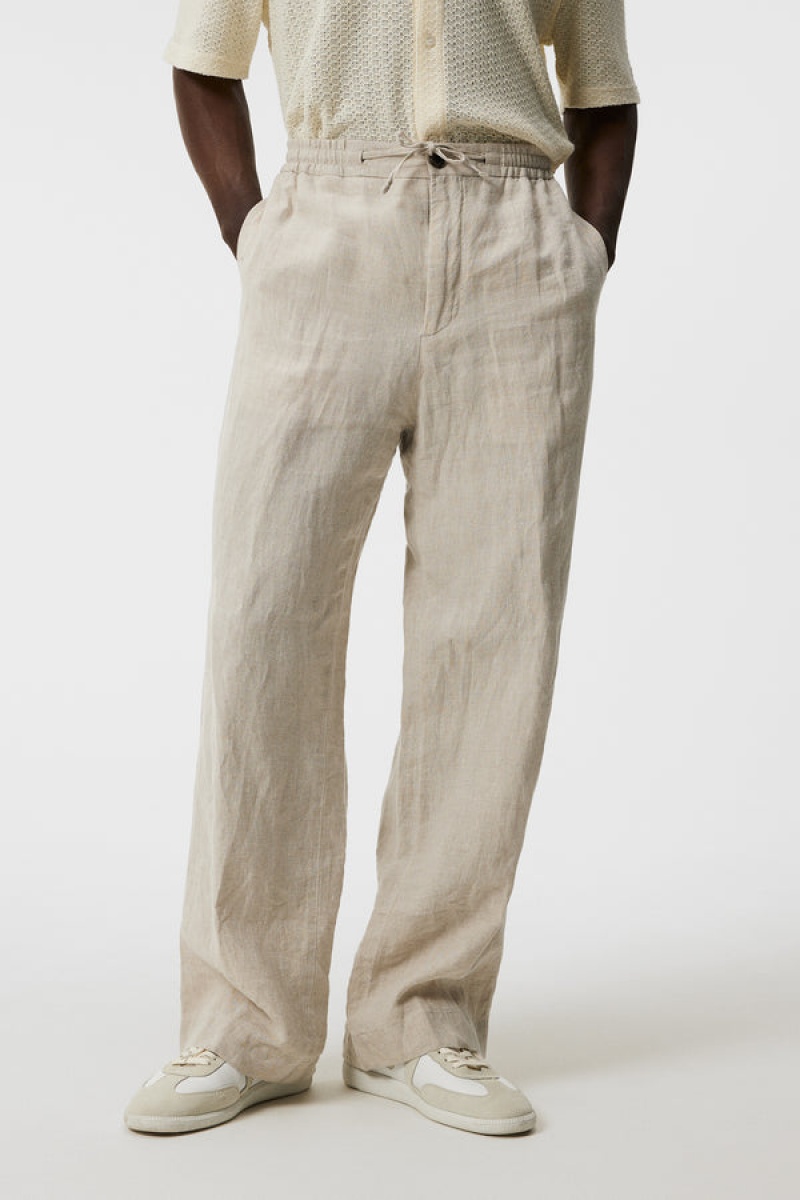 Cloud White Jlindeberg Noah Wide Linen Pants | SN-JL574953