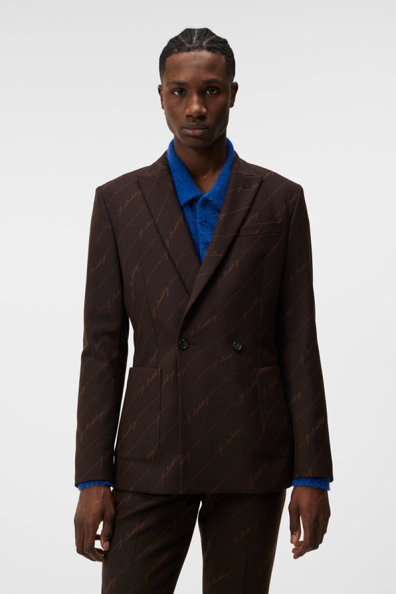 Delicioso Jlindeberg Dries Brown Stripe Blazer | SN-JL575034